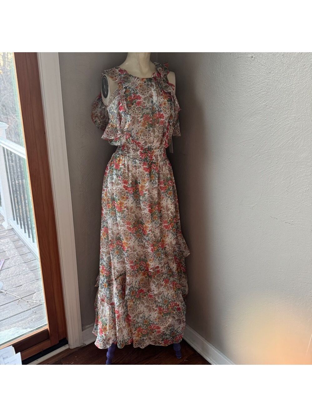 Shoshanna Midnight collection silk dress floral print  size 2, nwt, maxi